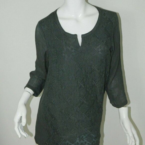 Monoreno Tunic Gray Embroidered Lightweight Cotton  Shirt‎ - Picture 7 of 10